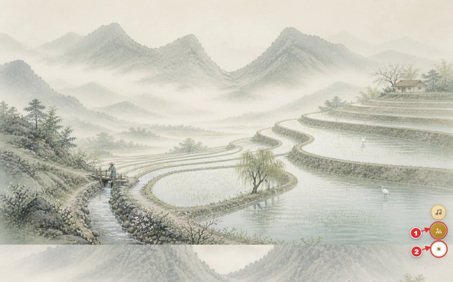 欣賞風景模式:隱藏內容只留山水背景